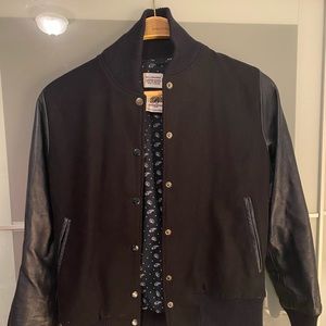 Leather custom designer bomber jacket